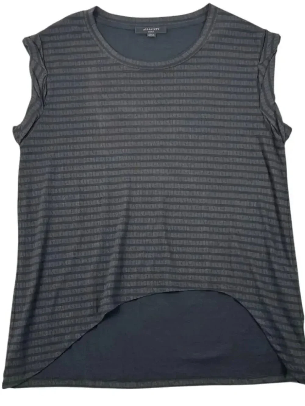 AllSaints Sanza Stripe Sleeveless Hi Low Tank Top Minimalist Streetwear - S